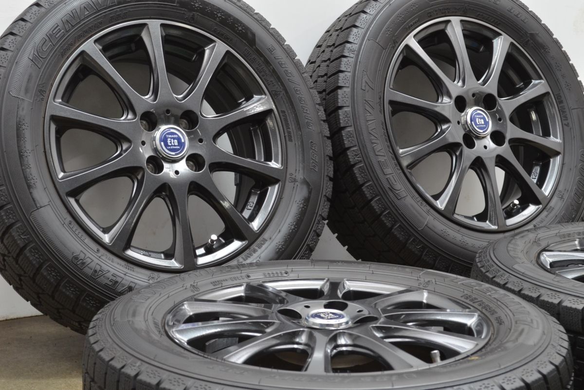 バリ溝 TIRADO Eto 15in 5.5J 43 PCD100 グッドイヤー アイスナビ7 185 65R15 フリード ノート MAZDA2 デミオ スタッドレス