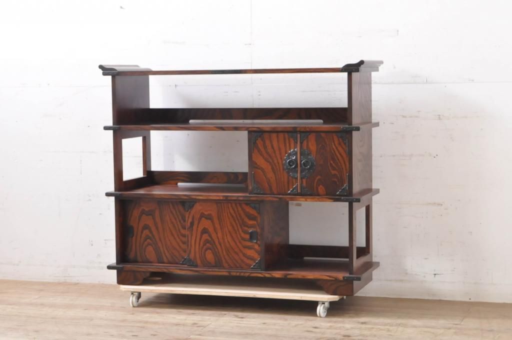 ☆事前問合せ必須☆ 岩谷堂箪笥 北斗3号飾り棚 中古 杢目 上質