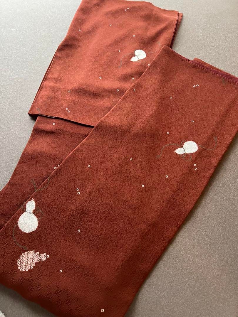 袷 小紋 ひょうたん 絞り 飛び柄小紋