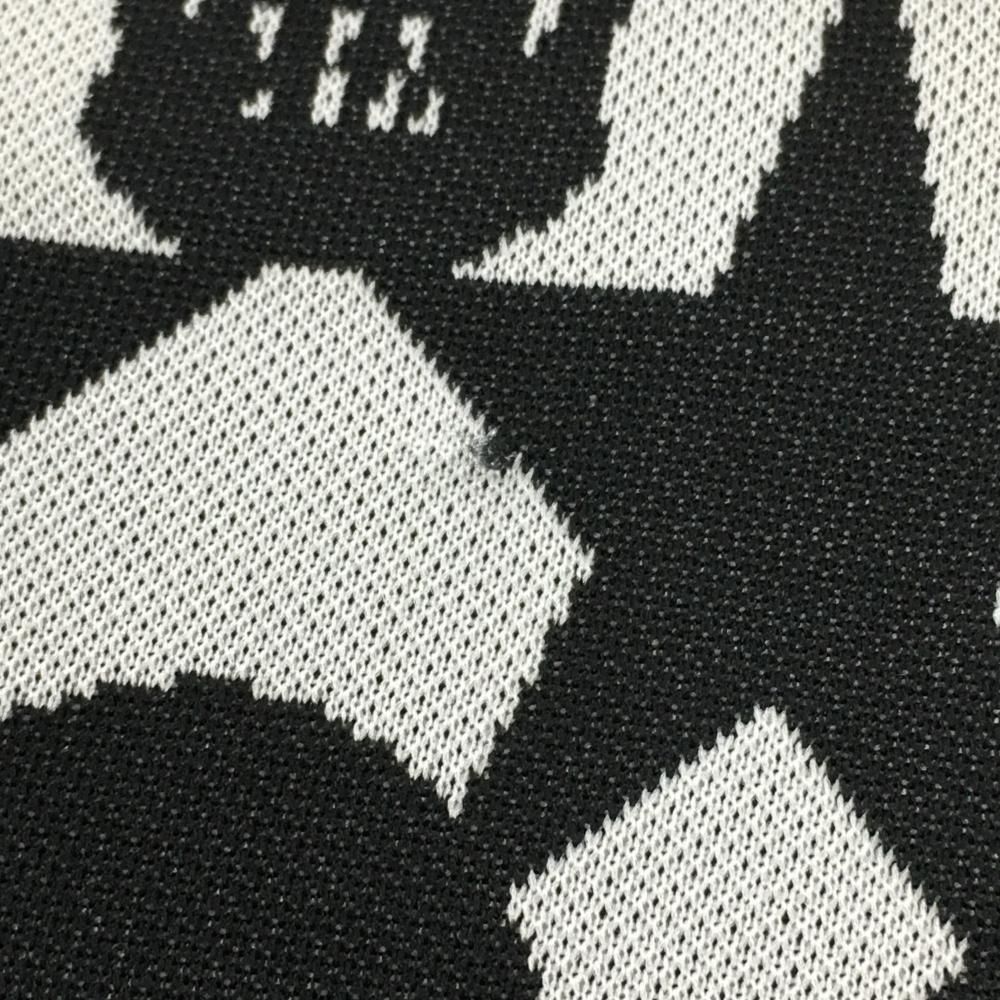 マークアンドロナ トップスゴルフ レディースホワイト ブラック 半袖ポロシャツ マークアンドロナ 半袖ポロシャツ 白×黒 ハーフジップ 地模様