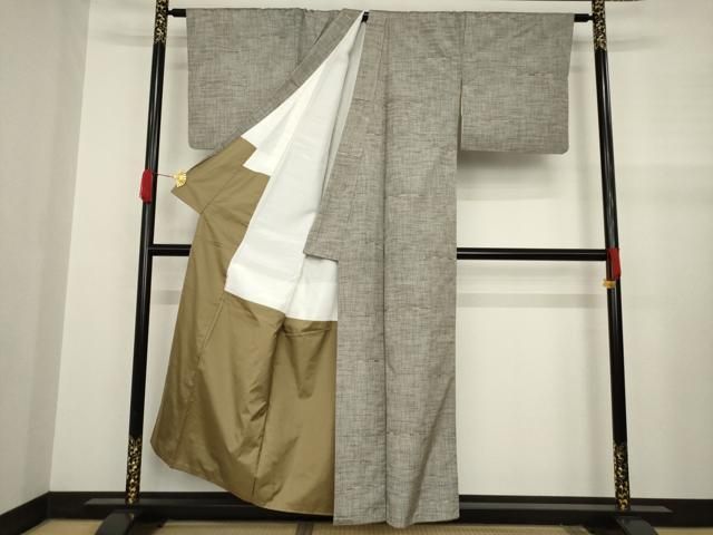 平和屋着物○上質な紬 段違い文 めがね織 正絹 逸品 AABA7924ck