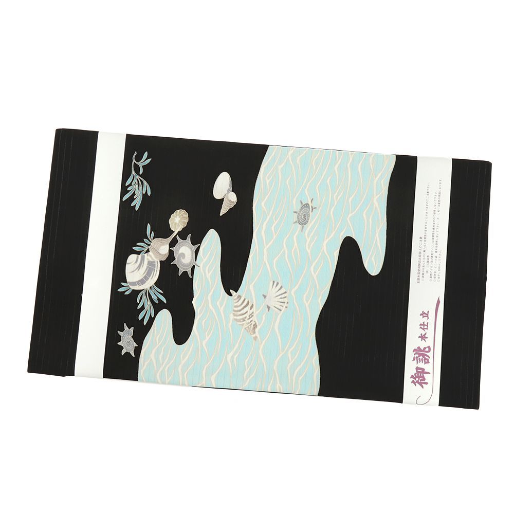 専用　上等　紗　アンティーク　名古屋帯　貝殻 名古屋帯 秀美 黒 正絹 絽 海 貝殻 波 流水 観世水 カジュアル 仕立て