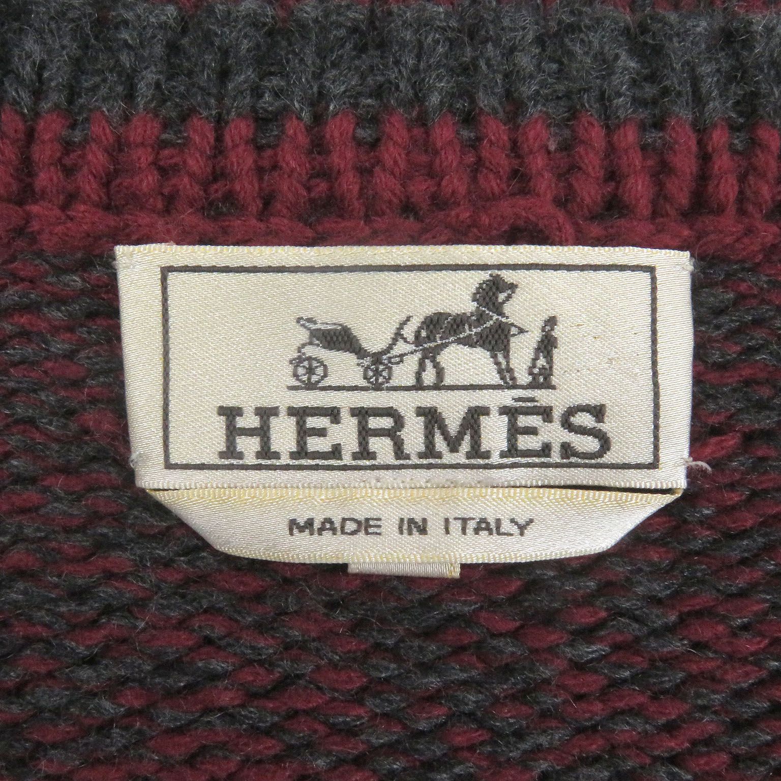 極美品□HERMES エルメス カシミヤ100％ Vネック 長袖 ロング