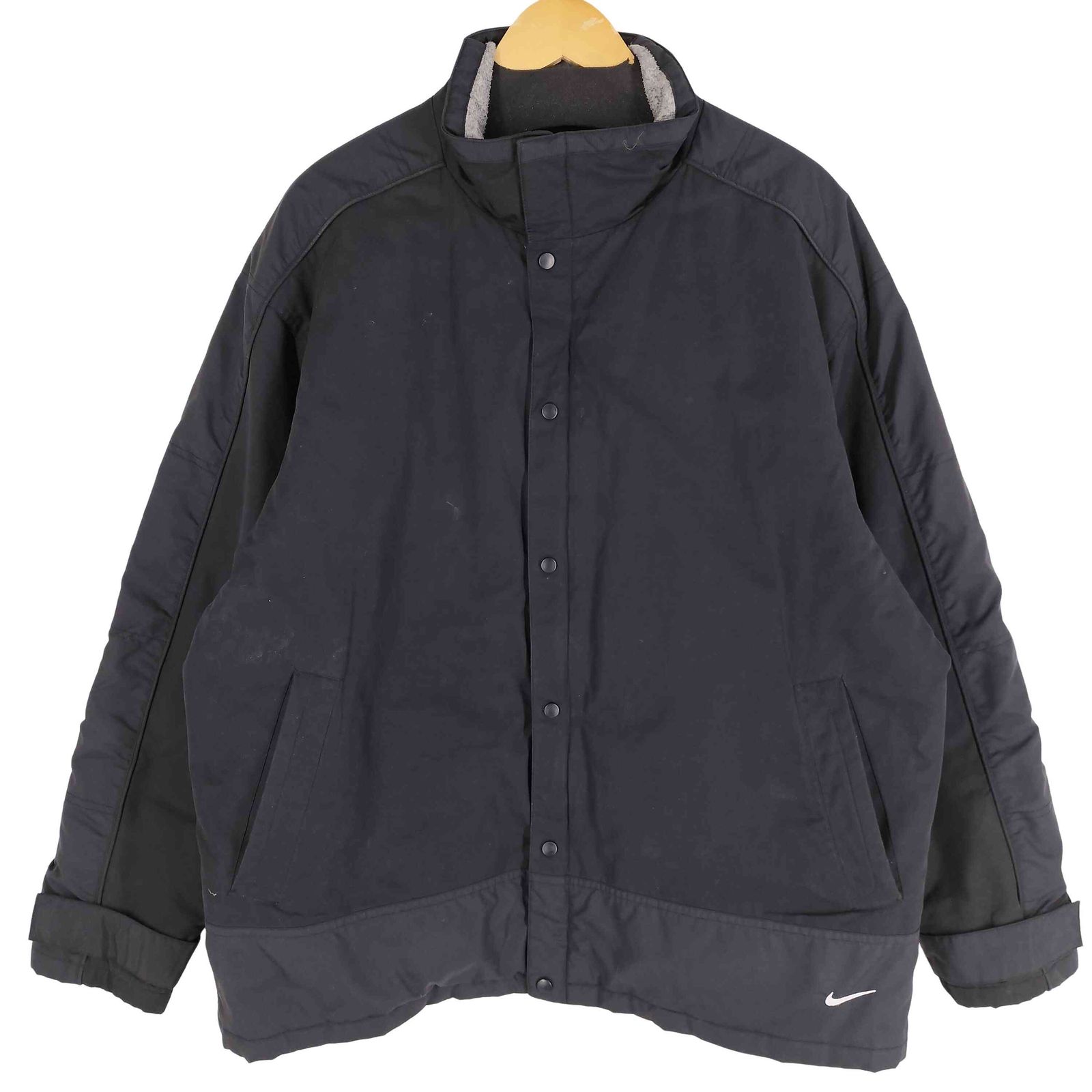 ナイキ NIKE 00S 黒タグ 裏地キルティング リップストップナイロン切り替え 刺繍 スタンドカラーブルゾン メンズ import：L 
