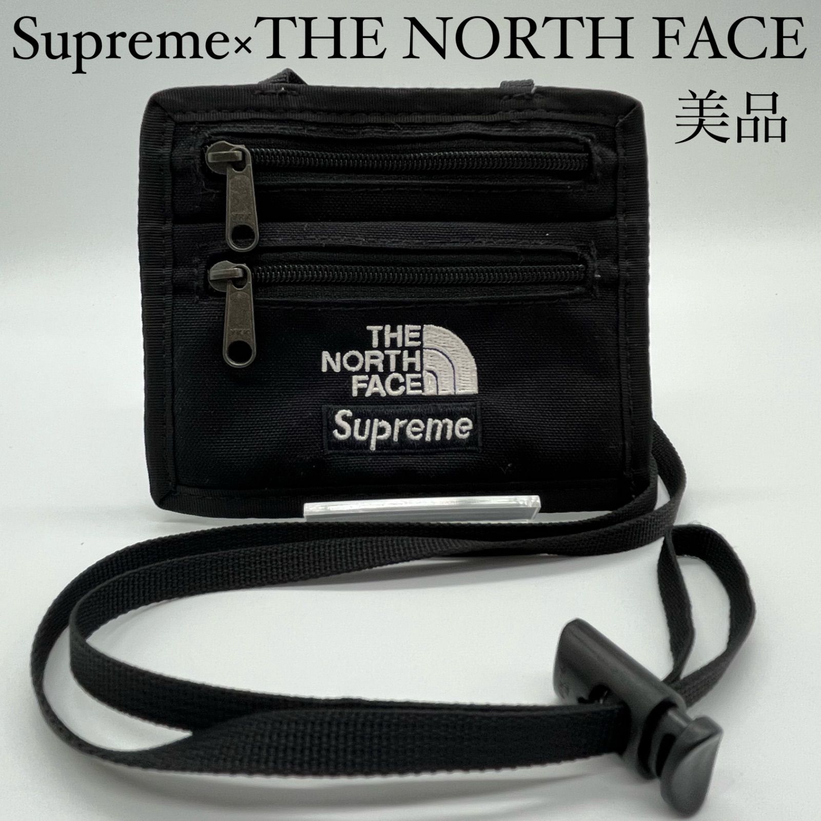 【美品】Supreme × THE NORTH FACE ノースフェイス&シュプリーム コインケース 小銭入れ ショルダーウォレット 黒