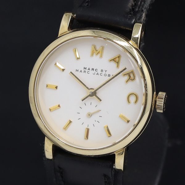 稼動 QZ 良品 マークバイマークジェイコブス MBM1317 白文字盤 