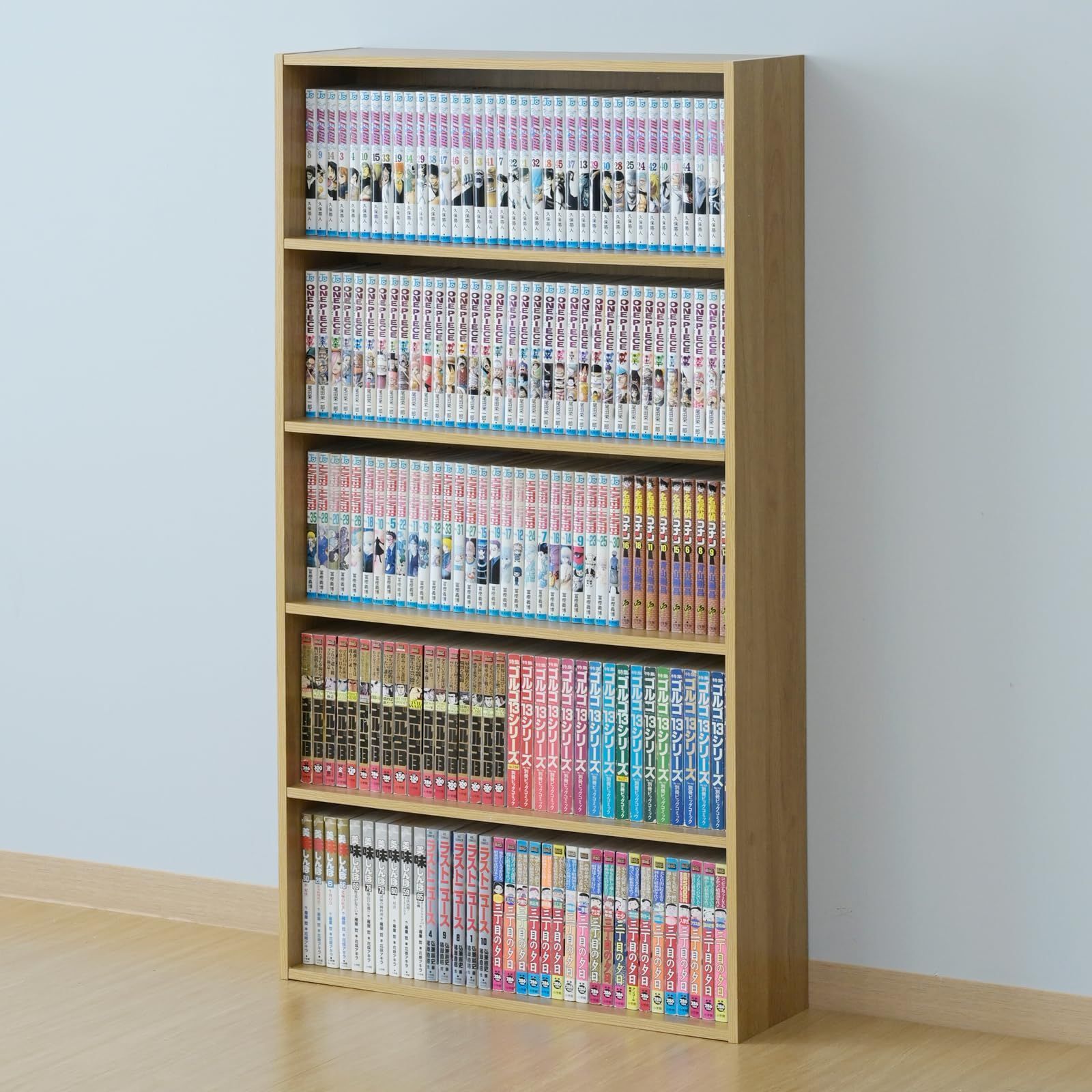 収納棚 漫画棚 幅60×奥行17×高さ111cm CD棚 5段 コミックラック 全体耐荷重60㎏ スリム 組立品 大容量 ライトブラウン 本棚 CMCR-1160 LBR 山善 YAMAZEN