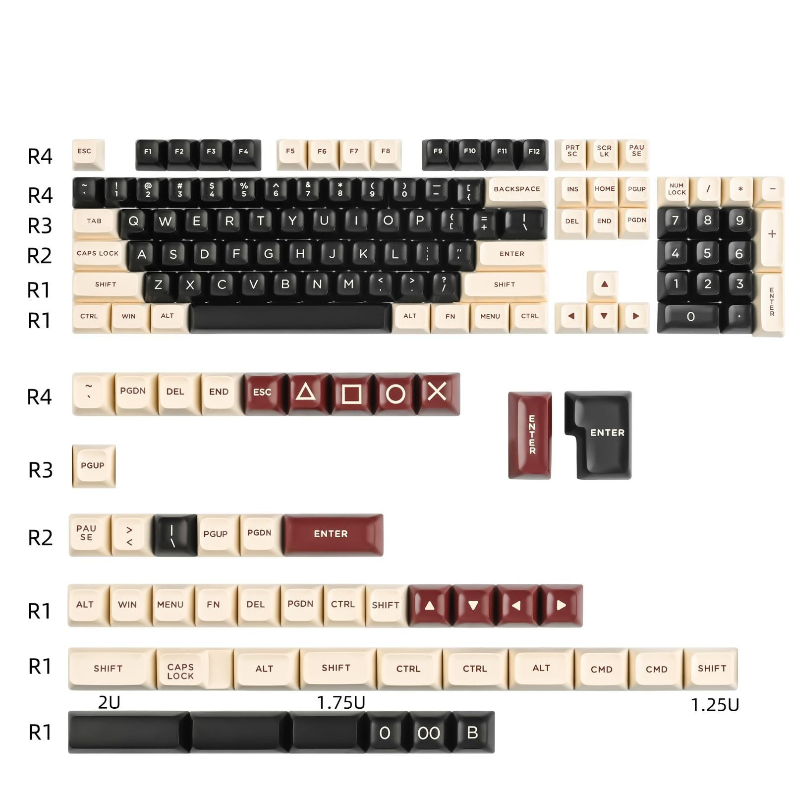 カスタムキーキャップ、Cherry/Gateron MX 軸 ASA 60% / 64