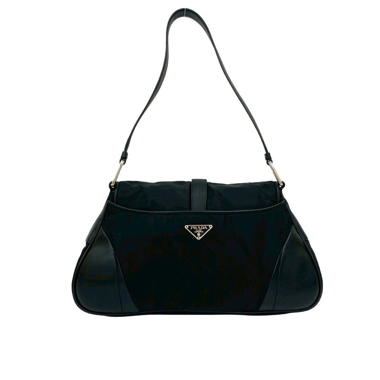 ✨人気✨ プラダ ハンドバッグ ナイロン 三角ロゴ ブラック ほぼ未使用 袋付 PRADA プラダ 三角ロゴ 金具 レザー ナイロン