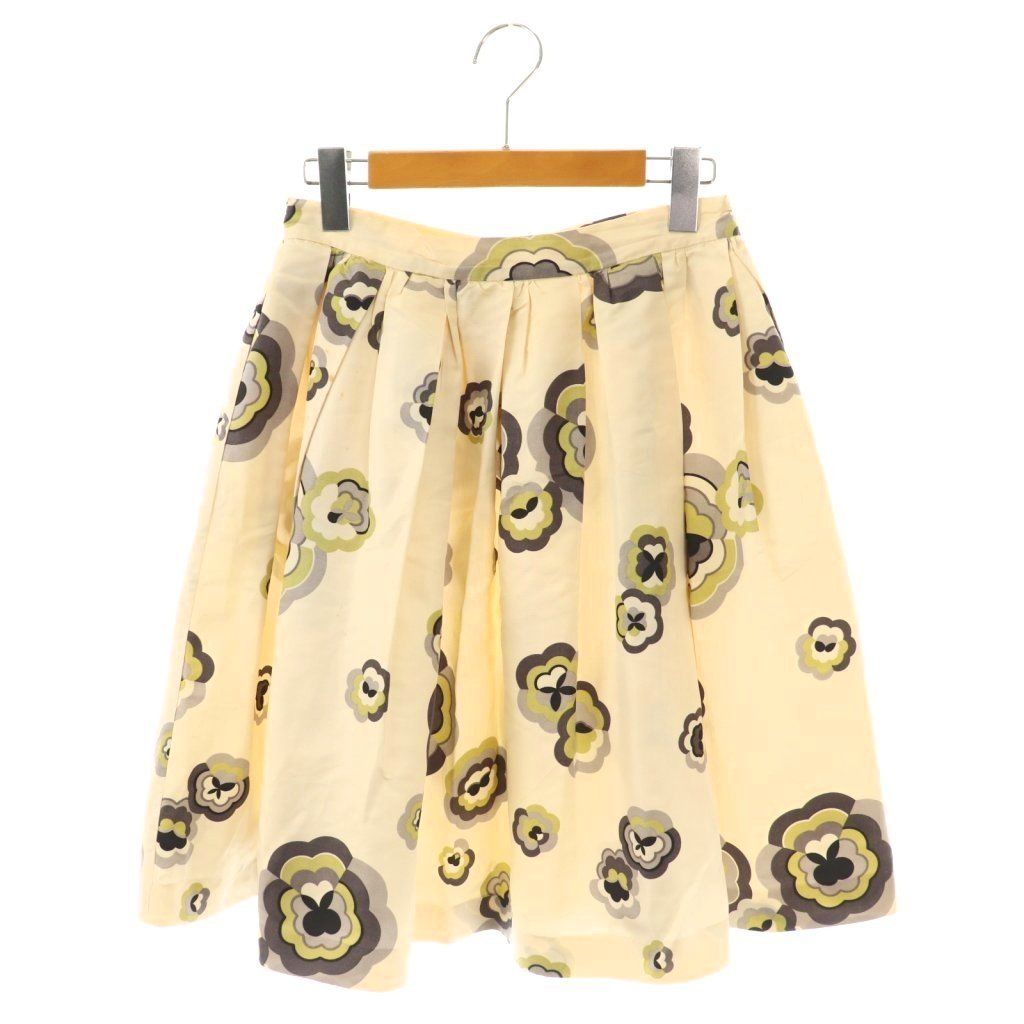 miumiu ミュウミュウ　フレアスカート ミュウミュウ miumiu 花柄 フレアスカート シルク 42 ベージュ