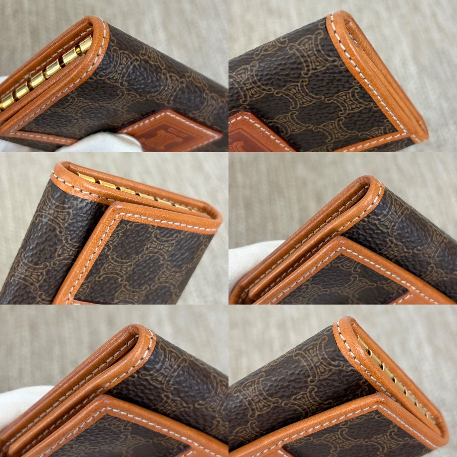 美品　CELINE 6連キーケース　マカダム　ヴィンテージ　ブラウン 美品】セリーヌ 6連キーケース ブラウン系 レザー マカダム