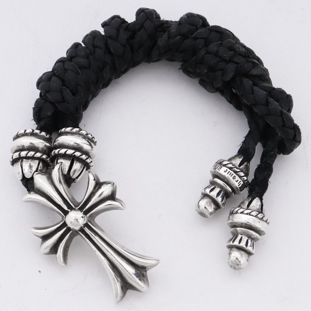 CHROME HEARTS クリンプトCHクロスペンダント スモール レザーブレイド 