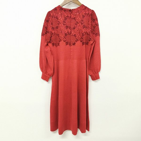 anc サイトウトヨコ 斉藤都世子 ワンピース ニット 長袖 ジップアップ 花柄 フ ピンク系 レディース 966070