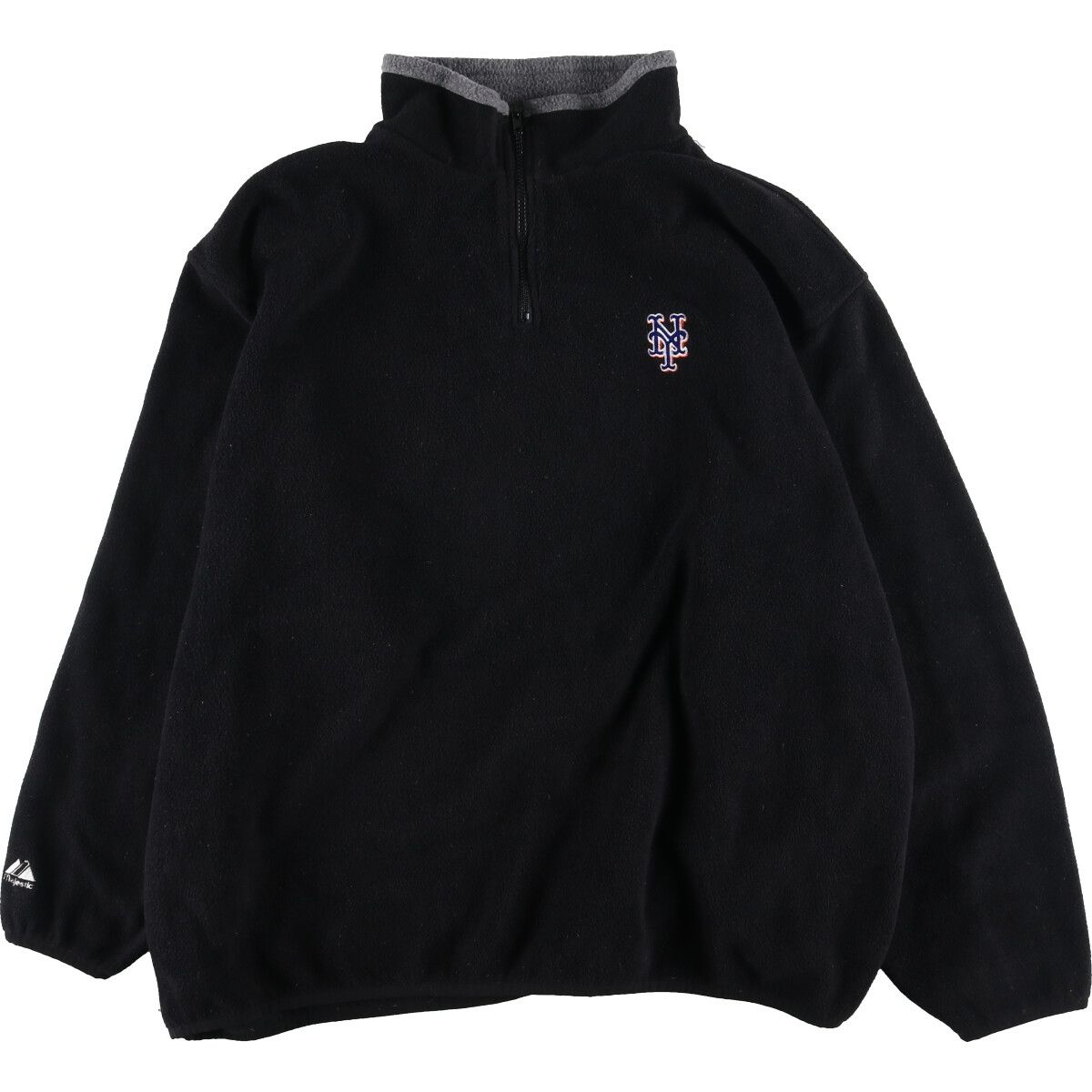 古着 90年代 マジェスティック MAJESTIC MLB NEWYORK METS ニューヨークメッツ ハーフジップ フリースプルオーバー メンズXXL/eaa397467