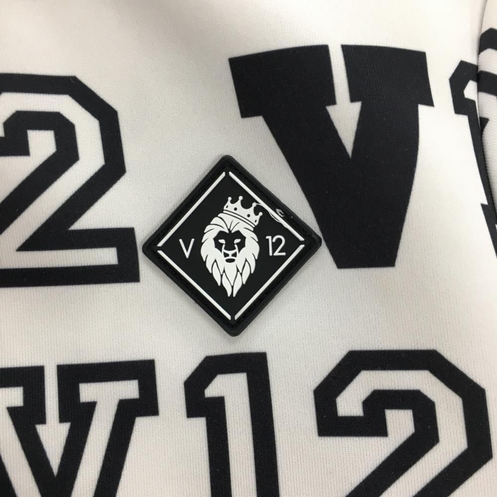 ショップ ヴィトゥエルヴ ジップパーカー 白×黒 ロゴ総柄 メンズ M