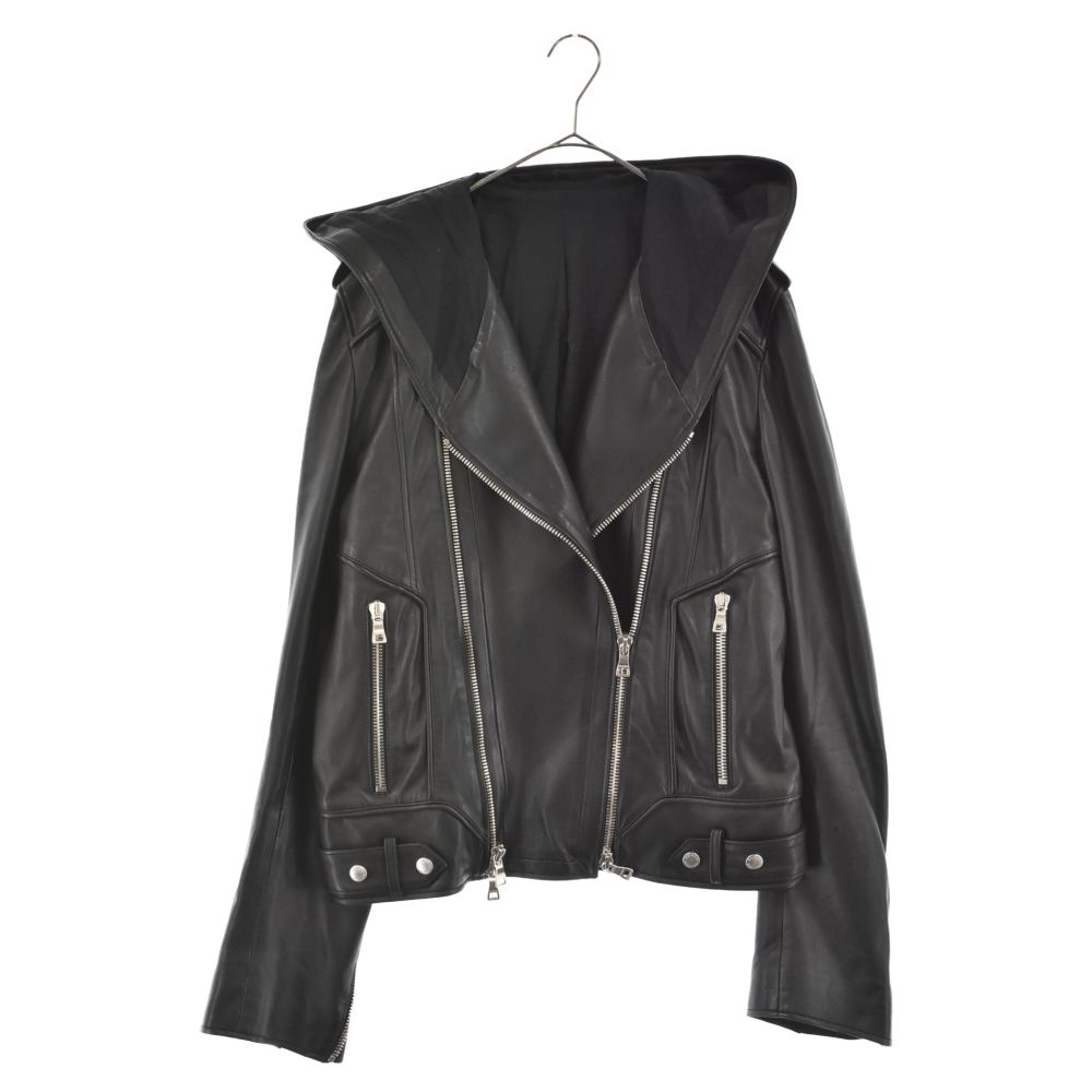 BALMAINバルマンコットンスエット×ラム袖レザー羊皮革ライダースジャケット BALMAINバルマンコットンスエット×ラム袖レザー羊皮革ライダース
