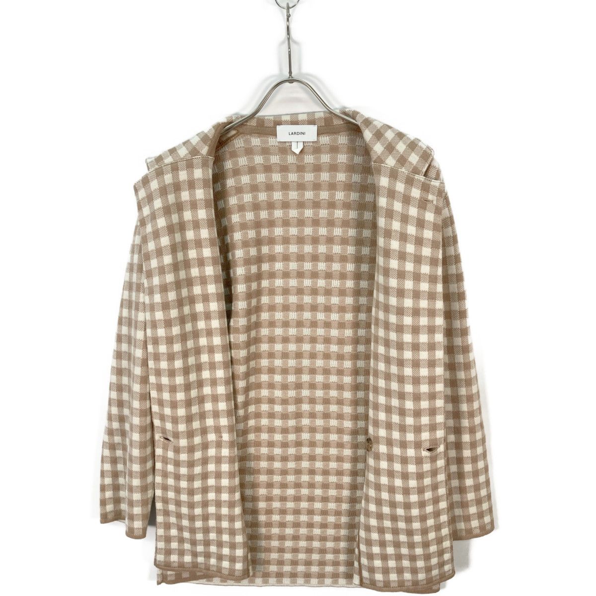 LARDINI ラルディーニ JYLJM87J ﾍﾞｰｼﾞｭ ｳｰﾙ×ｼﾙｸ×ｶｼﾐﾔ ﾁｪｯｸ ﾀﾞﾌﾞﾙ