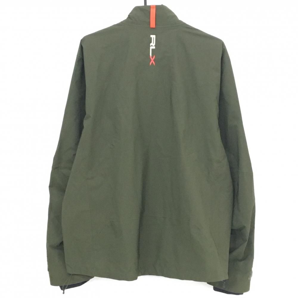 超 RLXラルフローレン ジャケットブルゾン カーキ×オレンジ ロゴプリント 裾ドローコード メンズ XL ゴルフウェア Ralph Lauren