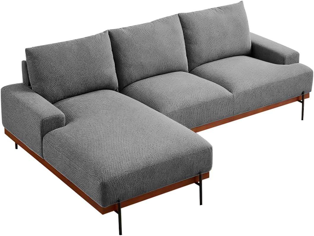 URBAN カウチ ソファ グレー 3人掛け ユニットソファ 幅221cm オットマン付き YJ-1102