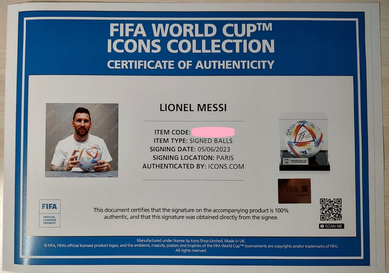 メッシ サイン World Cup 2022 football FIFA OFFICIAL【証明書あり 