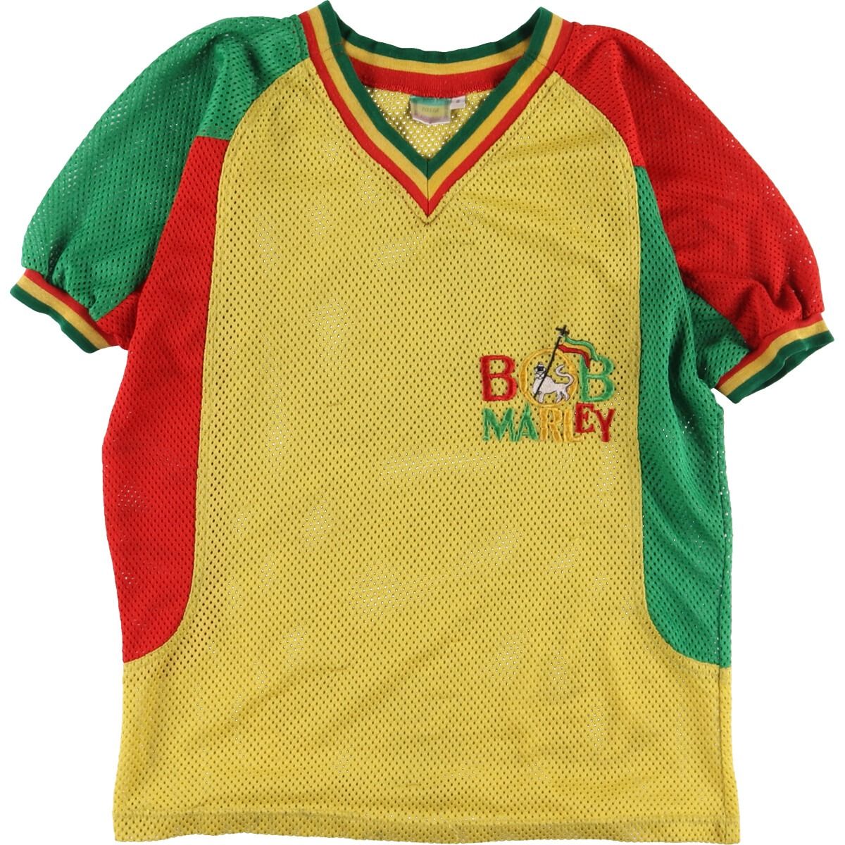 ROOTS RASTA REGGAE BOB MARLEY ボブマーリー Vネック メッシュTシャツ