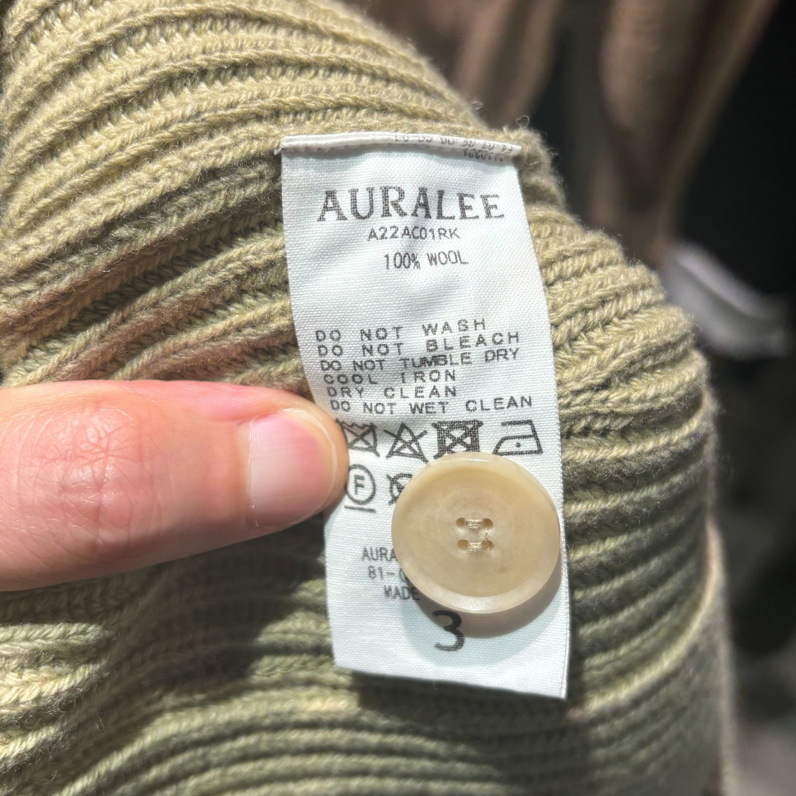 AURALEE オーラリー 22AW SUPER FINE WOOL RIB KNIT BIG CARDIGAN 