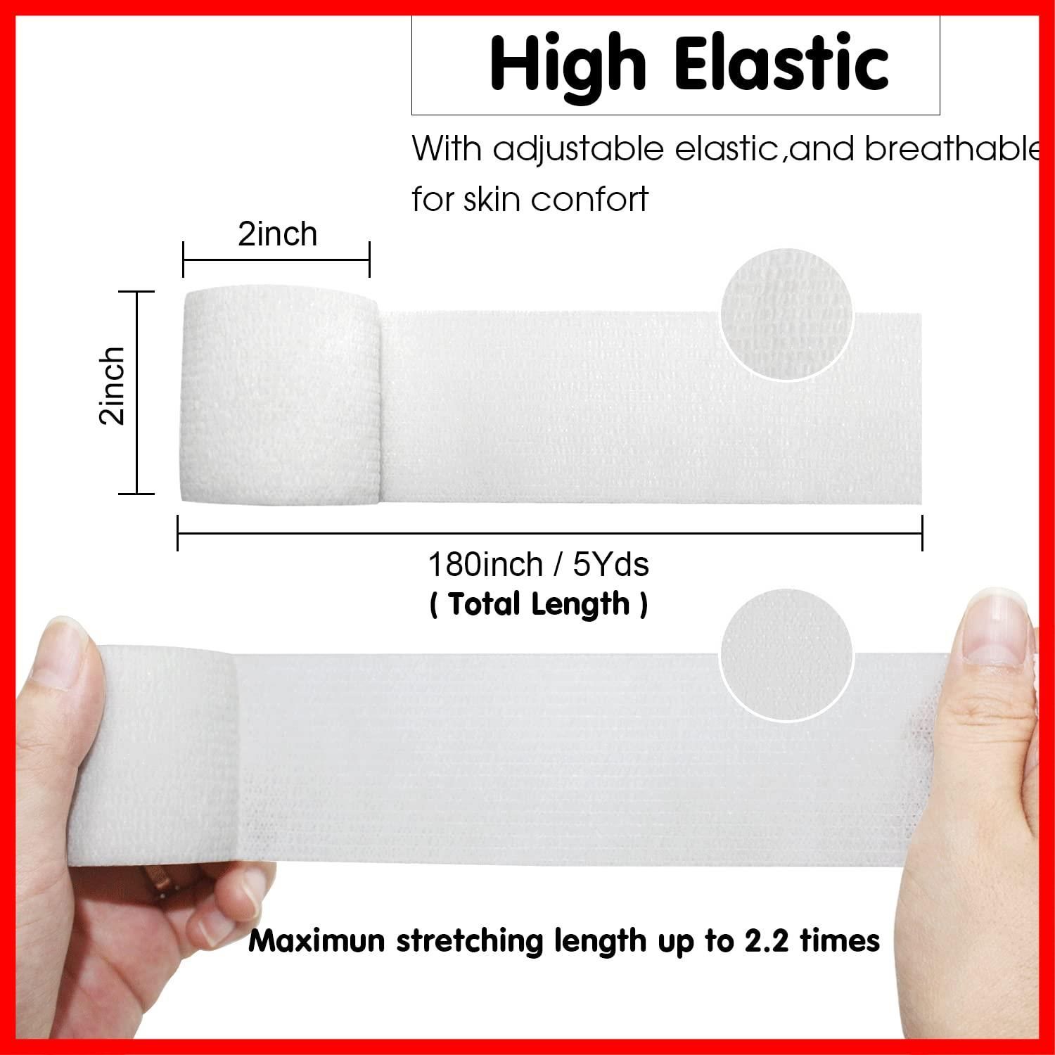 数量 4.5 m x 5 cm 弾性包帯 不織布 スポーツテープ 運動用包帯 ロール自己粘着包帯白 12 包帯をラップ COMOmed