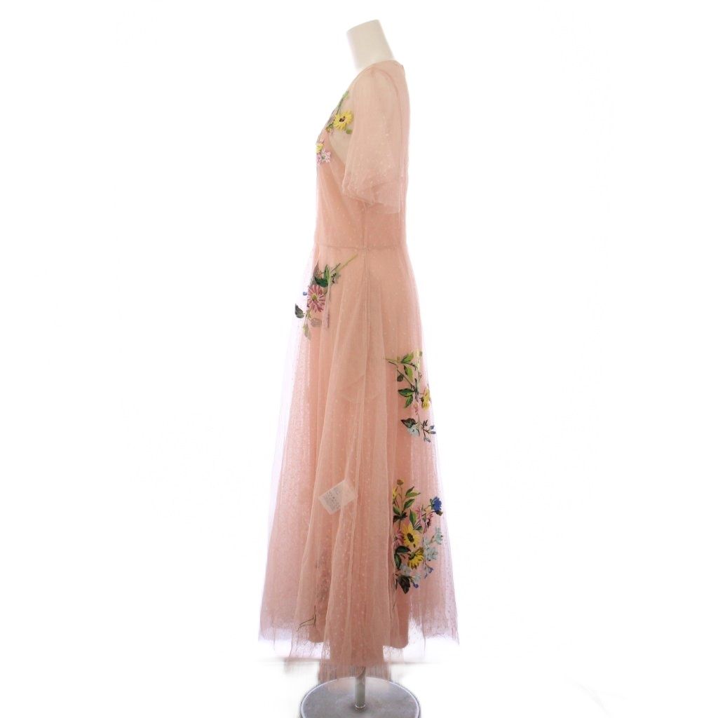 美品 VALENTINO ヴァレンティノ 花柄 総刺繍ドレス ひざ丈ワンピース6 レッド ヴァレンティノ RED VALENTINO ワンピース ロング 半袖