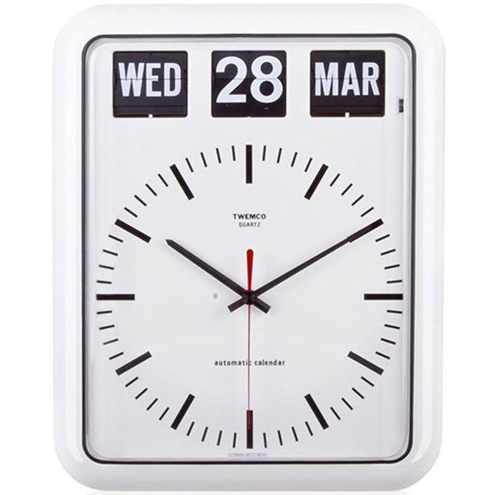 【送料無料】【あす楽】TWEMCO（トゥエンコ）BQ-12B　White バーインデックス エクスクルーシブデザイン AUTOMATIC CALENDAR QUARTZ CLOCK パタパタクロック