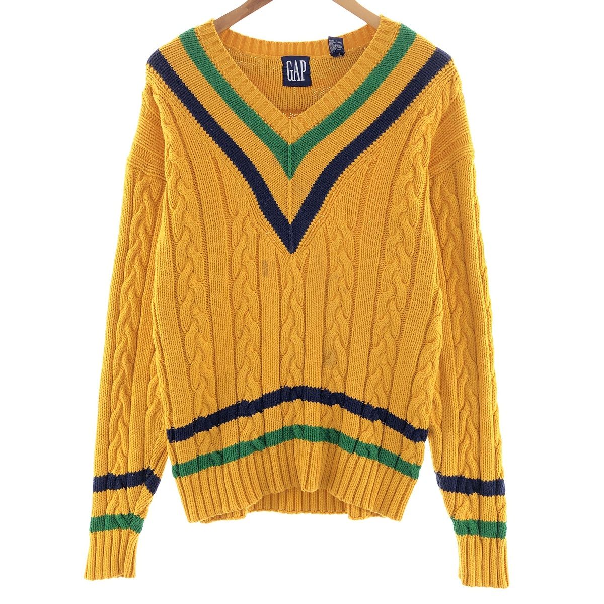古着 90年代 ギャップ GAP オールドギャップ ケーブル編み Vネック 