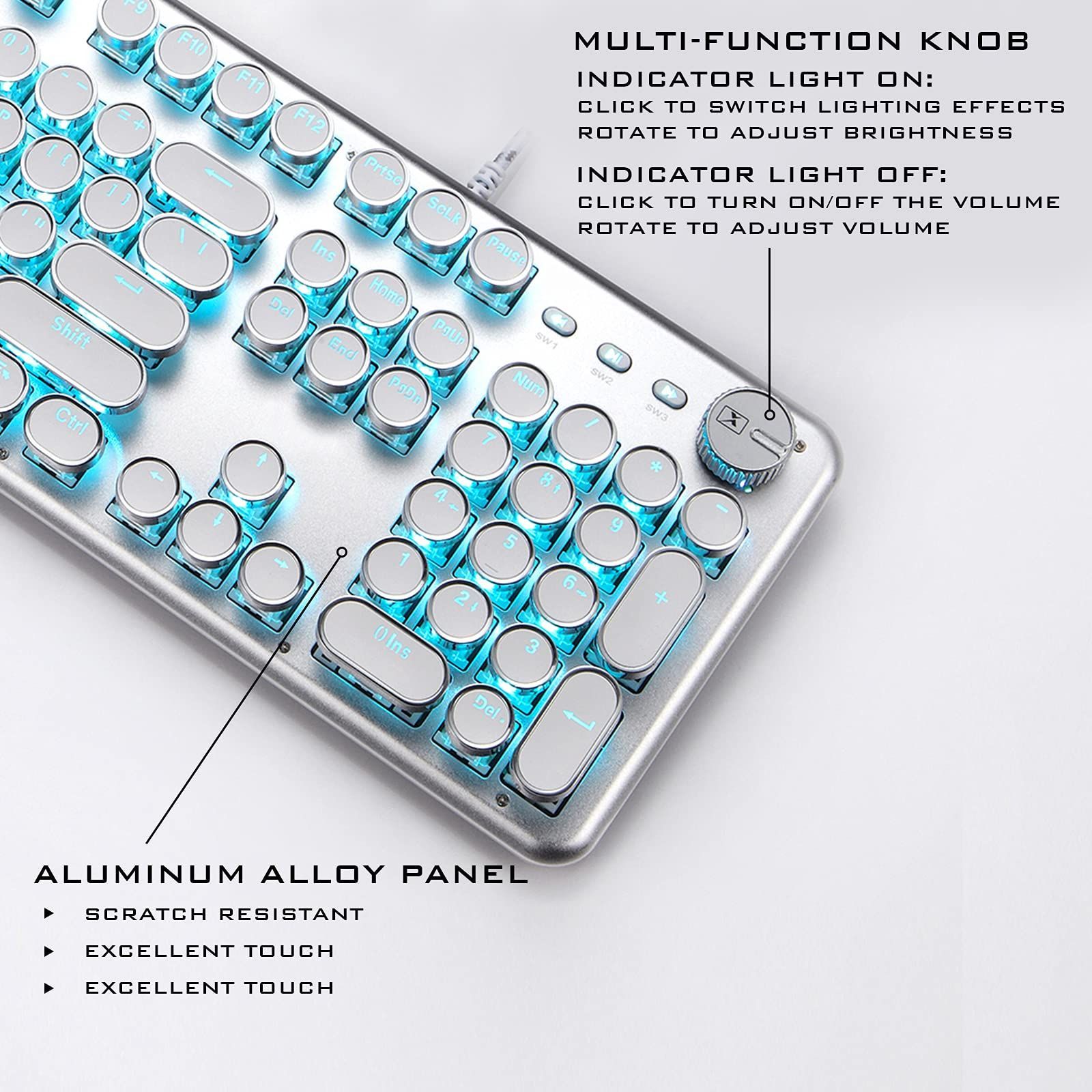 【白色光】スチームパンク タイプライター キーボード 104キー USB有線 Amazon | メカニカルゲーミングキーボード、レトロスチーム