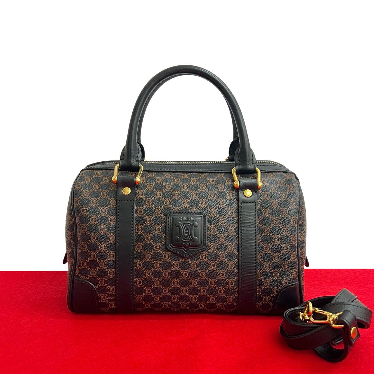 極 美品 CELINE セリーヌ ヴィンテージ マカダム 柄 トリオンフ ロゴ