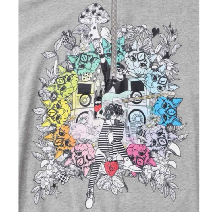 Scolar ス ちゃんと時計と音楽柄裏毛チュニック