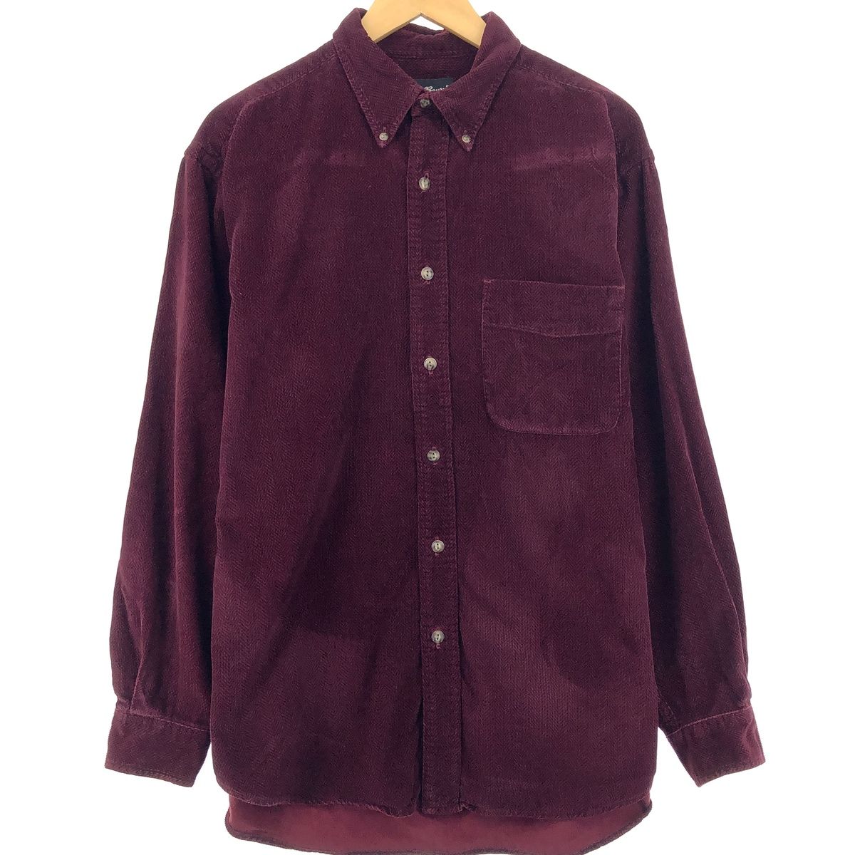 古着 エディーバウアー Eddie Bauer 総柄 ヘリンボーン 長袖 ボタンダウン プリントコーデュロイシャツ メンズM/eaa397653