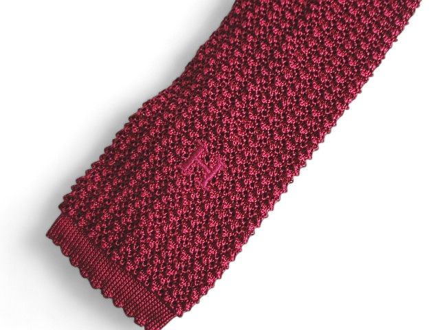 エルメス HERMES ニットタイ ネクタイHロゴ 刺繍 ソリッド シルク