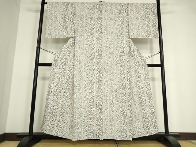 平和屋着物＊夏物 小紋 紗 更紗花唐草文 DAAV4431ud 平和屋着物＊