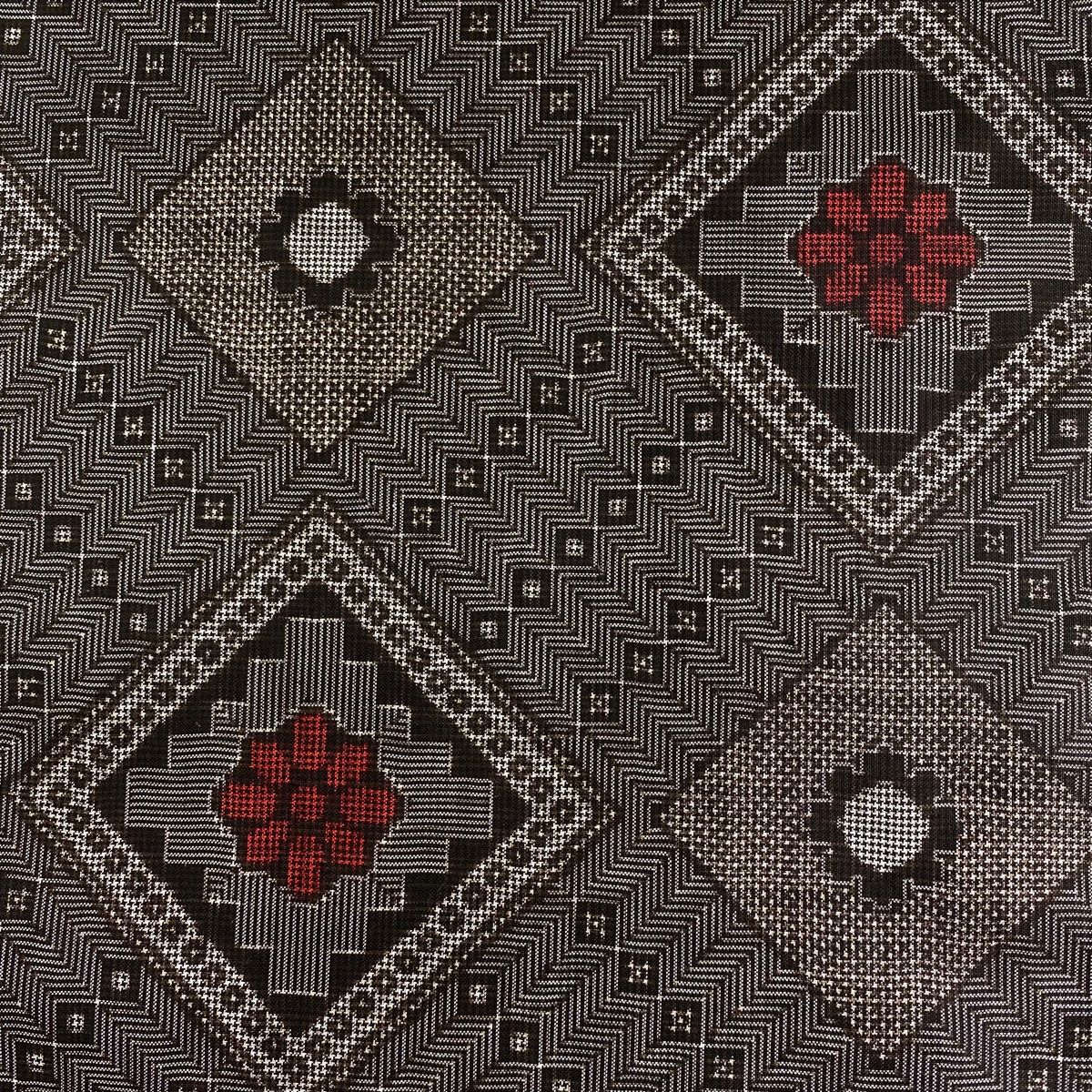 反物 大島紬 証紙有 龍郷柄 焦茶色 正絹