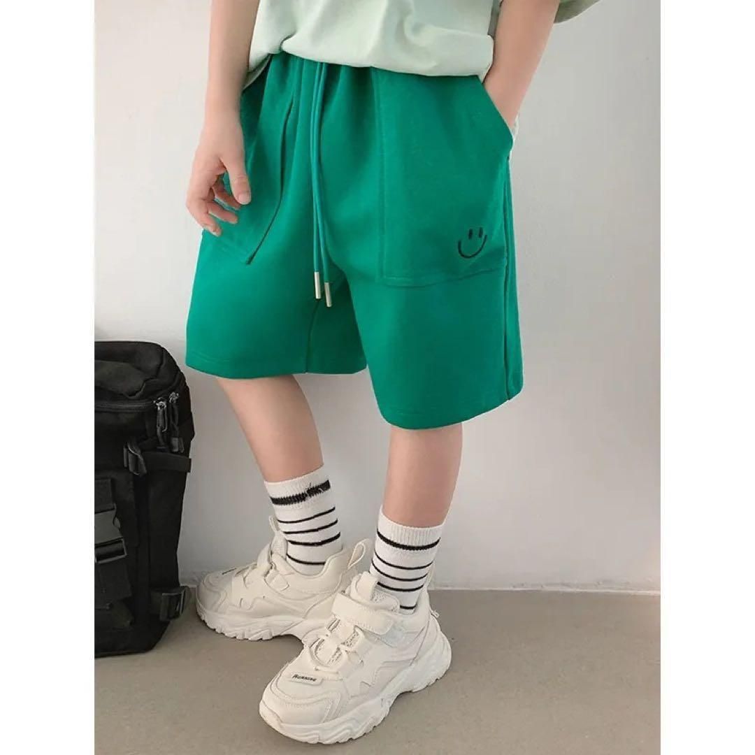 新品☆キッズ 可愛い ハーフパンツ グリーン 130～160 男の子 女の子