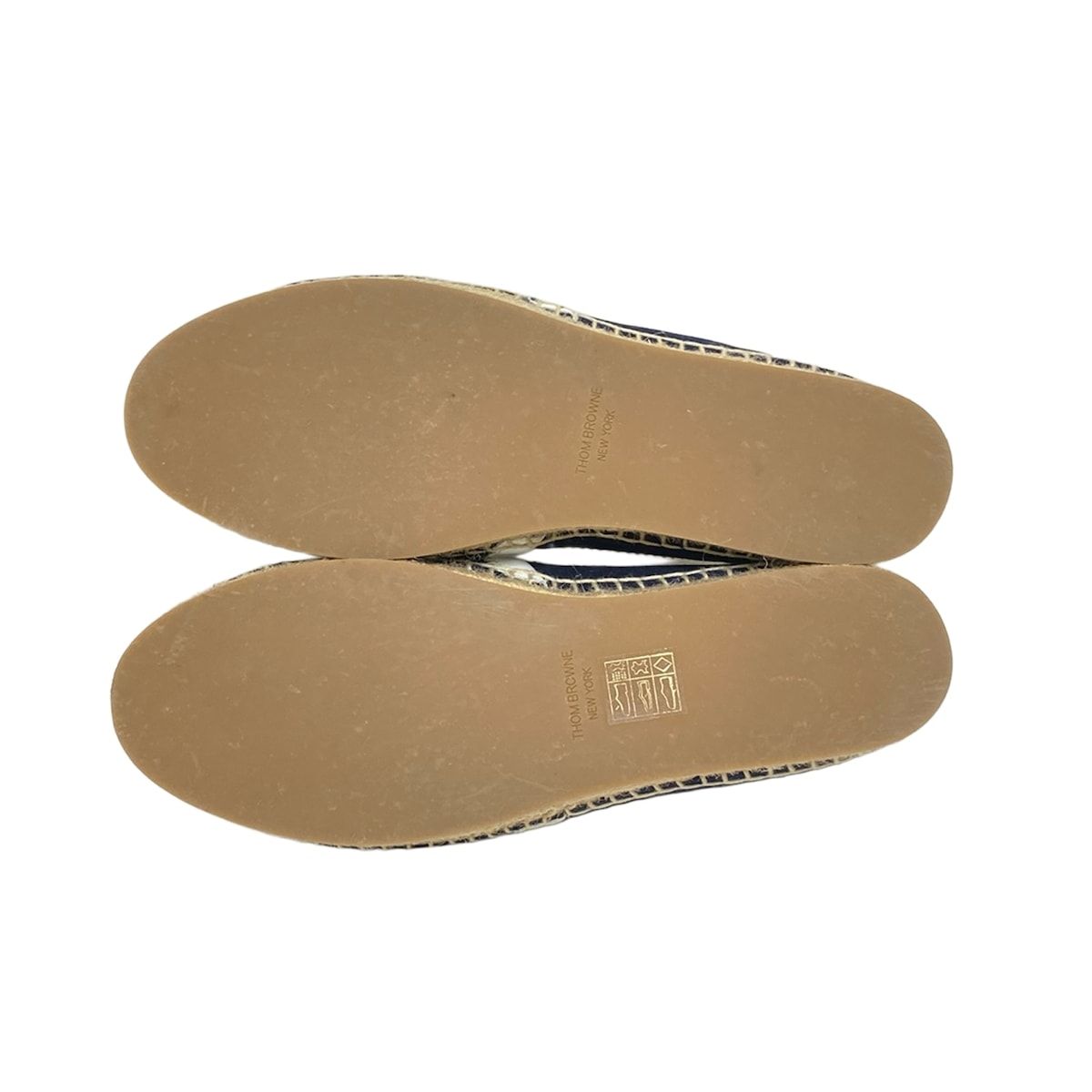 THOM BROWNE トムブラウン スリッポン US6.5 レディース - ダークネイビー×白 エスパドリーユ|刺繍 レザー KIN-KAAI_COM