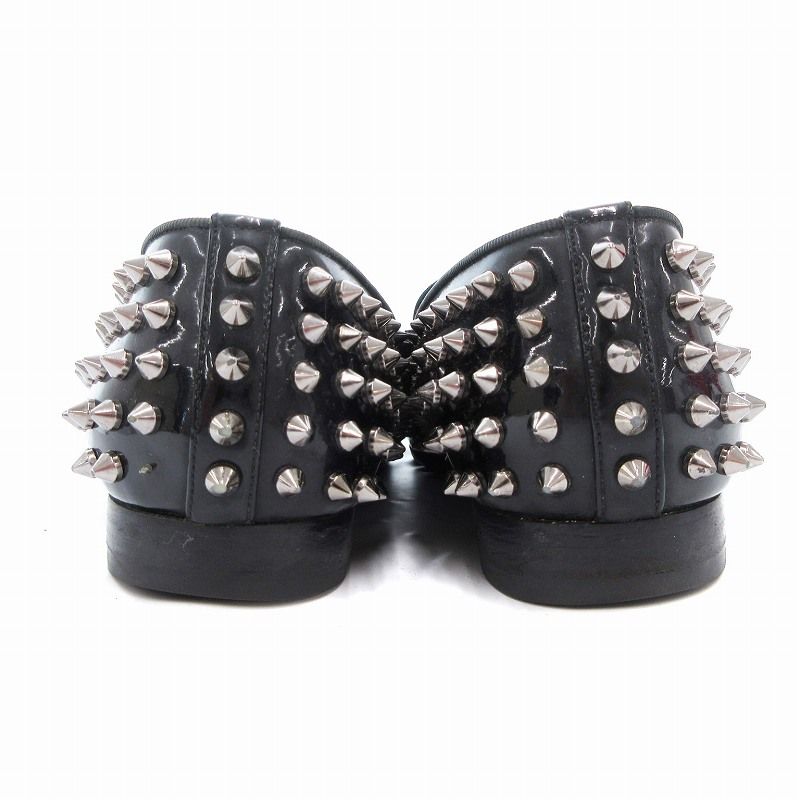 美品Christian Louboutin スタッズハラコオペラシューズ 美品Christian Louboutin スタッズハラコオペラシューズ