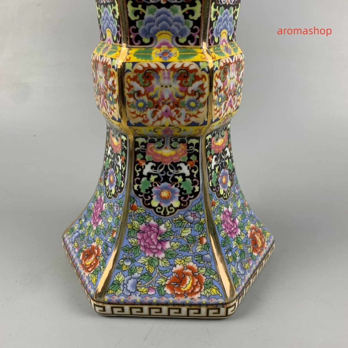琺瑯彩 花瓶 六方花瓶 花柄 観賞 景徳鎮 装飾 賞物 中国陶磁 中国美術 コレクション WWW_IMPECCABLEHEALTHCARESERVICES_COM