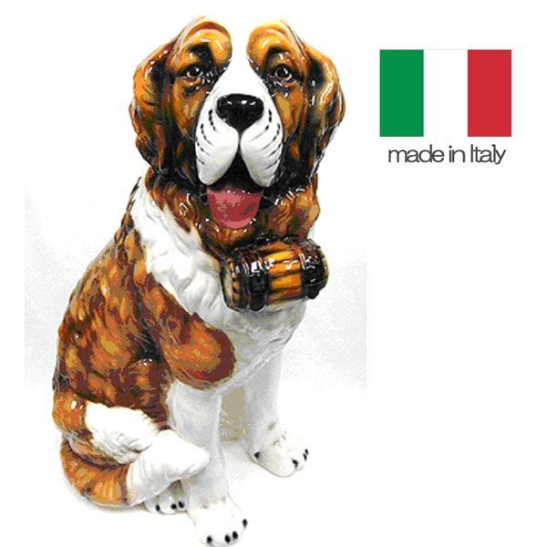 最安値，お得 イタリア製 陶器 置物 犬 セントバーナード 送料無料