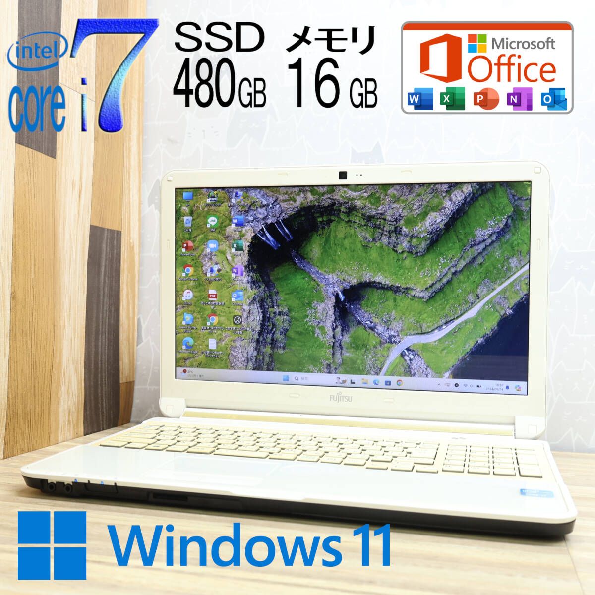 ☆完動品 最上級4コアi7！SSD480GB メモリ16GB☆A53K Core i7-3610QM Webカメラ Win11 MS  Office2019 Home&Business ノートPC☆P79057 - メルカリ