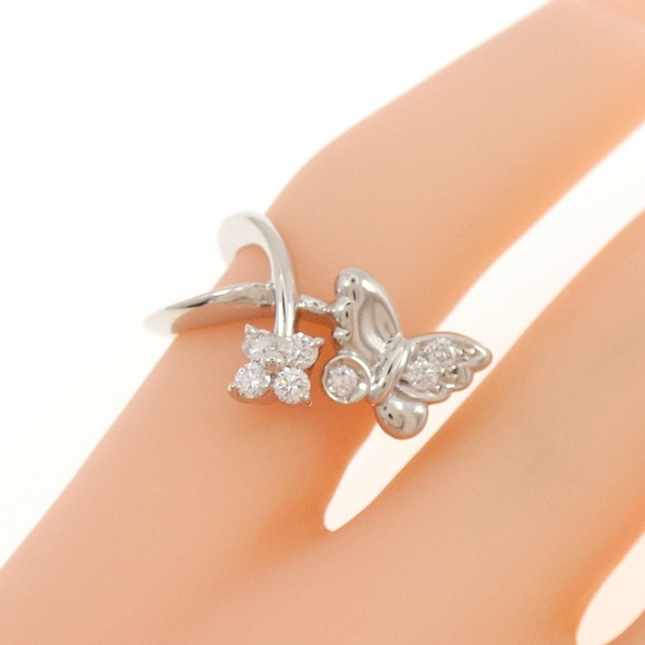 K18WG ダイヤモンド 0.31 バタフライ リング 指輪