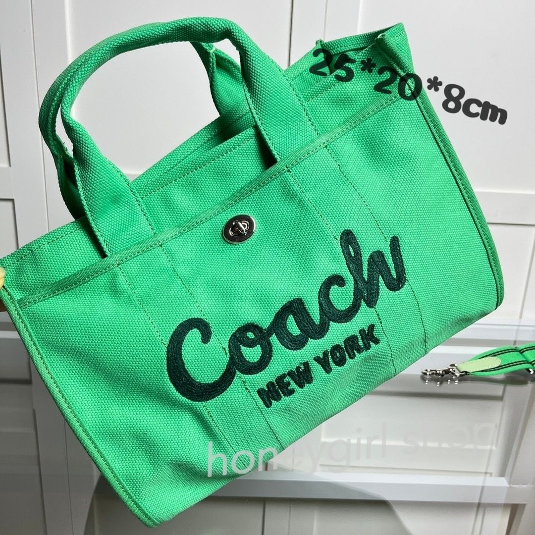 COACH コーチ キャンバストートバッグ 2wayショルダーバッグ グリーン - メルカリ