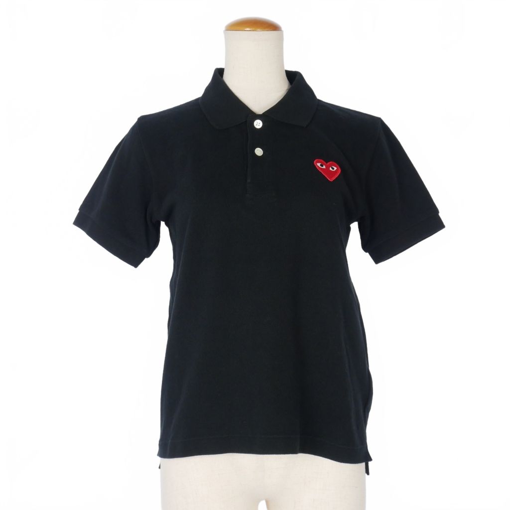 プレイコムデギャルソン PLAY COMME des GARCONS ハートワッペン ポロシャツ 半袖 M 黒 ブラック