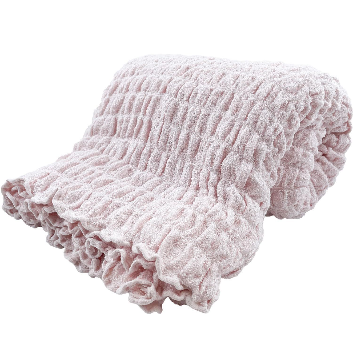 シンプルフレッシュ Simple Fresh やわらか くしゅくしゅ タオルケット シングル ピンク レーヨンとしわ加工でやさしい肌ざわり 春 夏 秋用