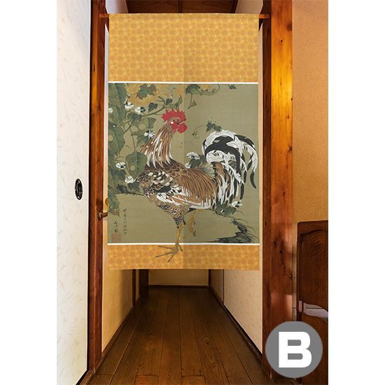 【選べる4種】のれん 伊藤若冲 日向葵雄鶏図【受注生産品】