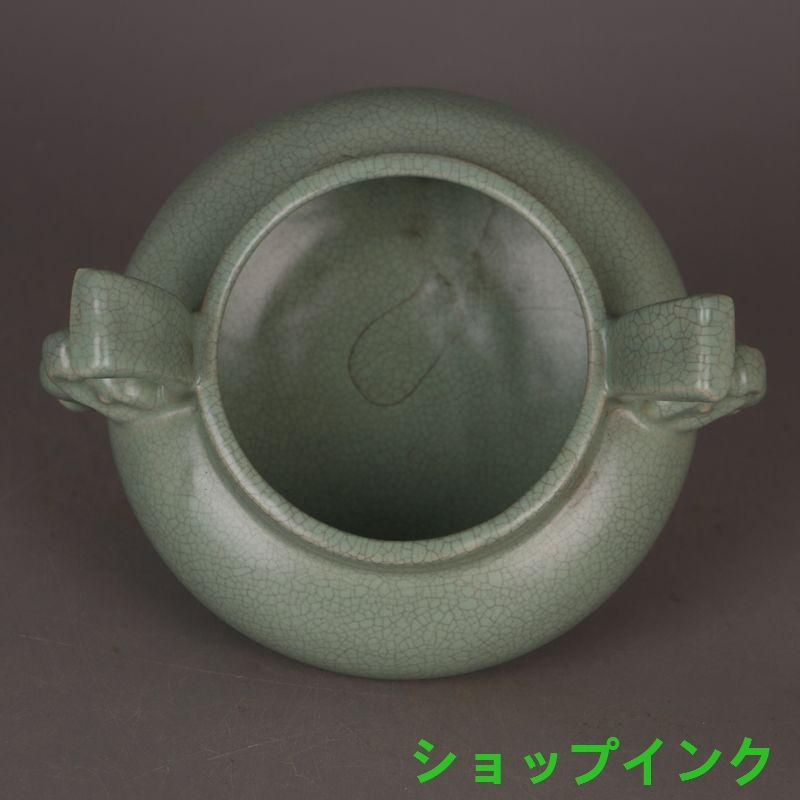 汝窯両耳香炉 装飾品 花瓶 収集品 美品 景徳鎮 陶磁器 工芸品 美術品 置物 宋代の汝窯帝王黄色絵龍鳳紋鳳耳尊花瓶 景徳鎮 陶磁器装飾品現代