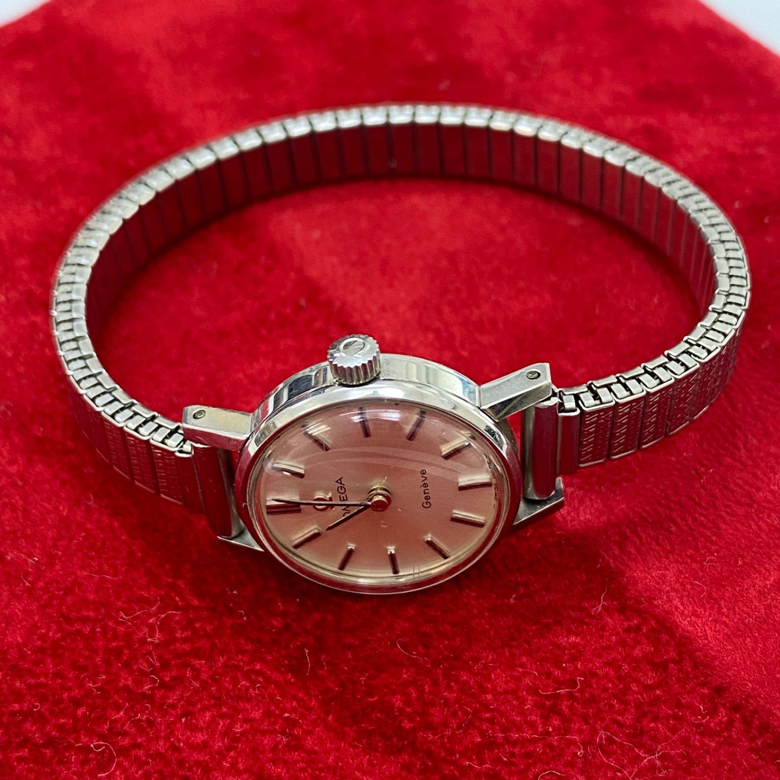 1円◎稼働◎【オメガ】ジュネーブ 手巻き アンティーク シルバー文字盤